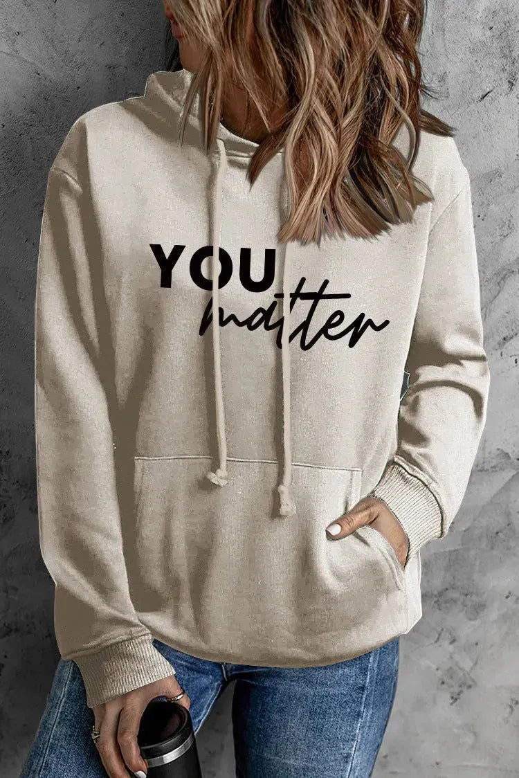 Front And Back Letters Women's Printed Wear Hooded - Bellarte Enchanté Front And Back Letters Women's Printed Wear Hooded